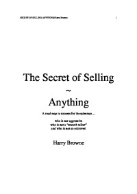 Image of SECRET OF SELLING ANYTHING